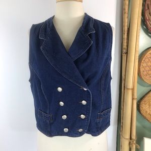 Vintage Crazy Horse Double Breasted Denim Vest